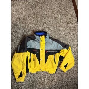 Schöffel Gore-Tex Ski Jacket Size 44 Yellow Blue Vintage 90s Waterproof Coat